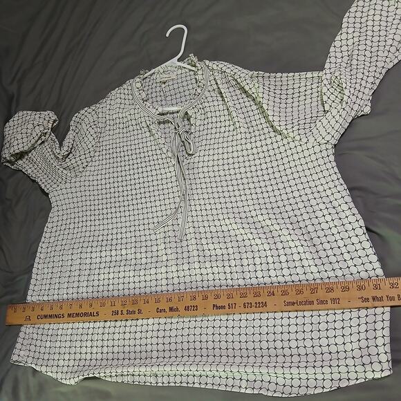 Max Studio 1X Tie-Neck Black & White Easy Care Top - Picture 10 of 14